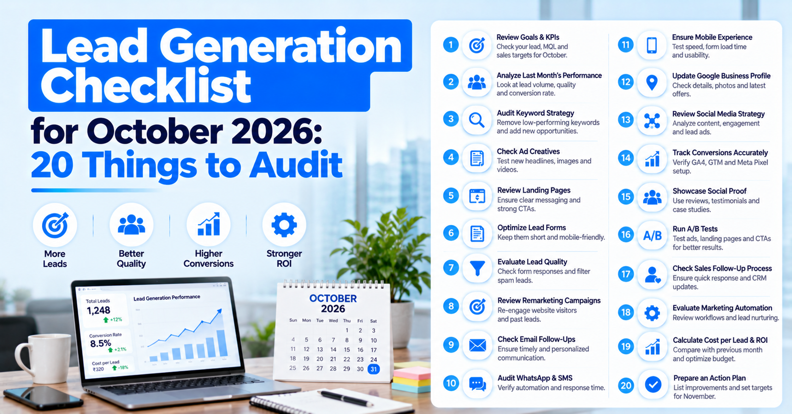 Lead Generation Checklist for October 2026: 20 Things to Audit